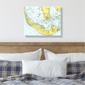  kaart van het eiland Sanibel Canvas Afdruk (Insitu (Slaapkamer))