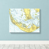  kaart van het eiland Sanibel Canvas Afdruk (Insitu (Houten vloer))
