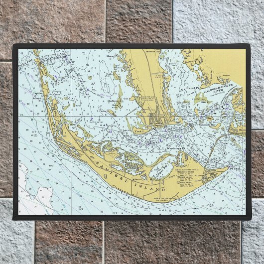 kaart van het eiland Sanibel, Florida Deurmat