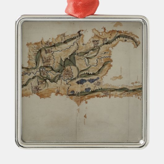 Kaart van het eiland Santo Domingo Metalen Ornament (Voorkant)