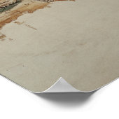 Kaart van het eiland Santo Domingo Poster (Hoek)