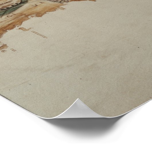 Kaart van het eiland Santo Domingo Poster (Hoek)