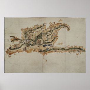 Kaart van het eiland Santo Domingo Poster