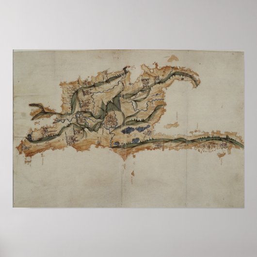 Kaart van het eiland Santo Domingo Poster (Voorkant)