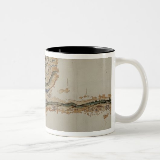 Kaart van het eiland Santo Domingo Tweekleurige Koffiemok (Rechts)