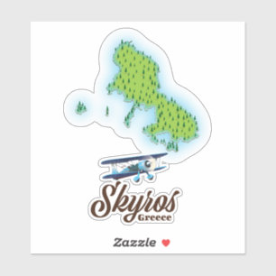 Kaart van het eiland Skyros Griekenland Sticker