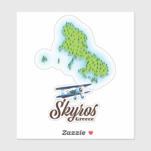 Kaart van het eiland Skyros Griekenland Sticker (Vel)