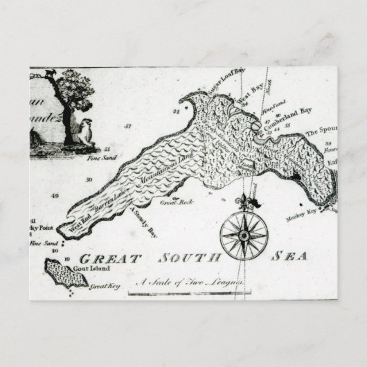 Kaart van het eiland South Pacific, 1800 (Voorkant)