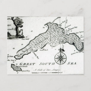 Kaart van het eiland South Pacific, 1800