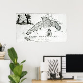 Kaart van het eiland South Pacific, 1800 Poster (Thuiskantoor)