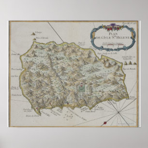 Kaart van het eiland St. Helena Poster