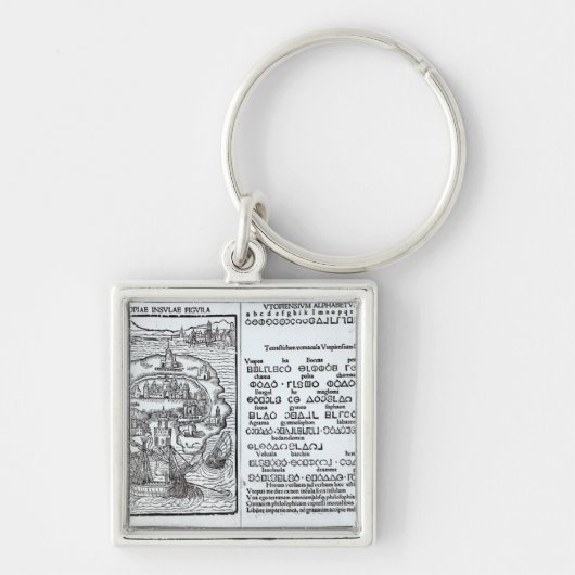 Kaart van het eiland Utopia en zijn alfabet Sleutelhanger (Voorkant)