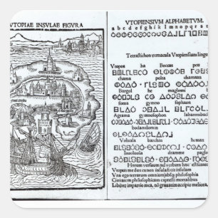 Kaart van het eiland Utopia en zijn alfabet Vierkante Sticker