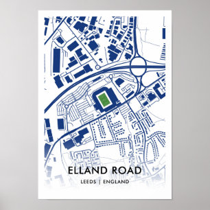 Kaart van het Elland Road Stadium - thuisbasis van Poster