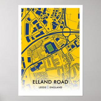 Kaart van het Elland Road Stadium, thuisbasis van Poster
