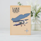 Kaart van het Erie meer in Noord-Amerika (Staand voorkant)