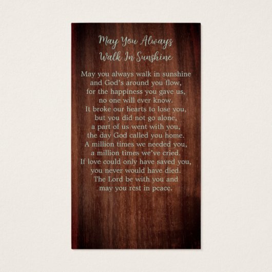 Kaart van het eucalyptusgebed (Achterkant)