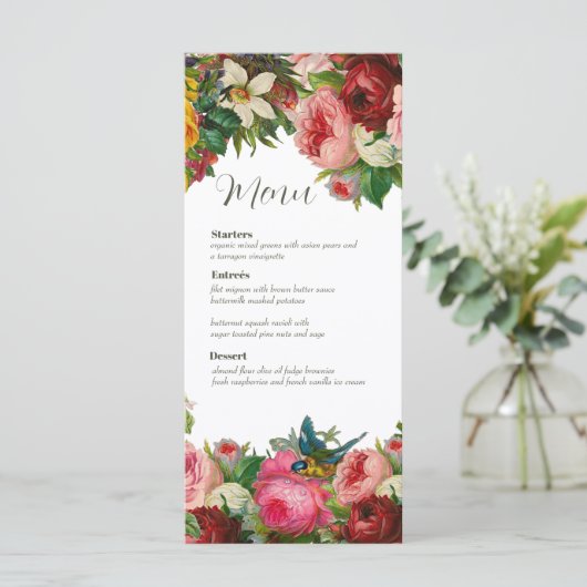 Kaart van het Floral Wedding Menu (Staand voorkant)