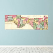 kaart van het Florida Panhandle (1870) Canvas Afdruk (Insitu (Houten vloer))