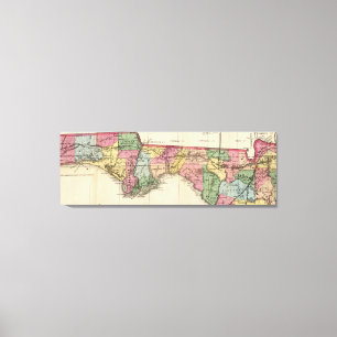 kaart van het Florida Panhandle (1870) Canvas Afdruk