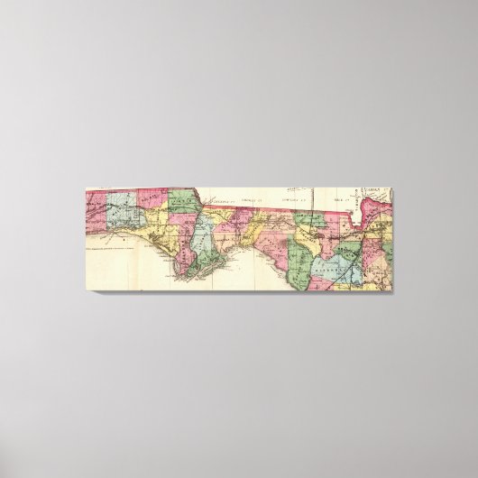 kaart van het Florida Panhandle (1870) Canvas Afdruk (Voorkant)