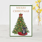 Kaart van het Franse Bulldog- en kerstboomfeest (Gele Bloem)