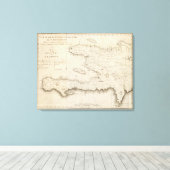 Kaart van het Franse deel van St. Domingo Canvas Afdruk (Insitu (Houten vloer))