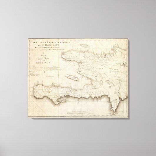 Kaart van het Franse deel van St. Domingo Canvas Afdruk (Voorkant)