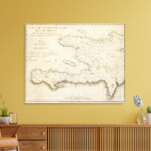 Kaart van het Franse deel van St. Domingo Canvas Afdruk (Insitu (Woonkamer))