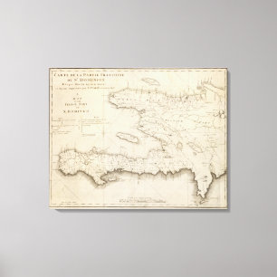 Kaart van het Franse deel van St. Domingo Canvas Afdruk