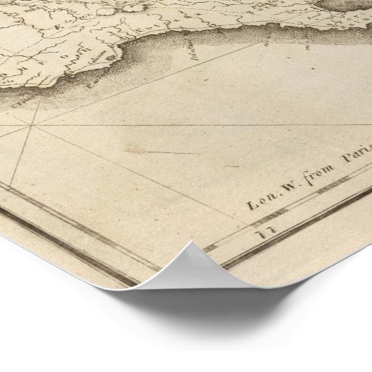 Kaart van het Franse deel van St. Domingo Poster (Hoek)