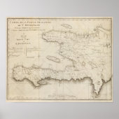 Kaart van het Franse deel van St. Domingo Poster (Voorkant)