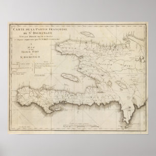 Kaart van het Franse deel van St. Domingo Poster