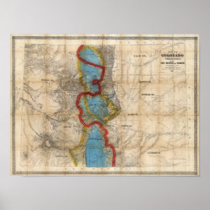 Kaart van het gebied Colorado Poster