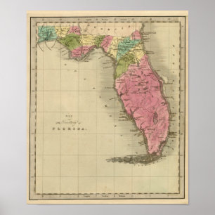 Kaart van het Gebied Florida 1842 Poster
