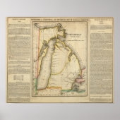 Kaart van het gebied Michigan Poster (Voorkant)