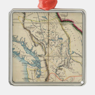 Kaart van het gebied Oregon 2 Metalen Ornament