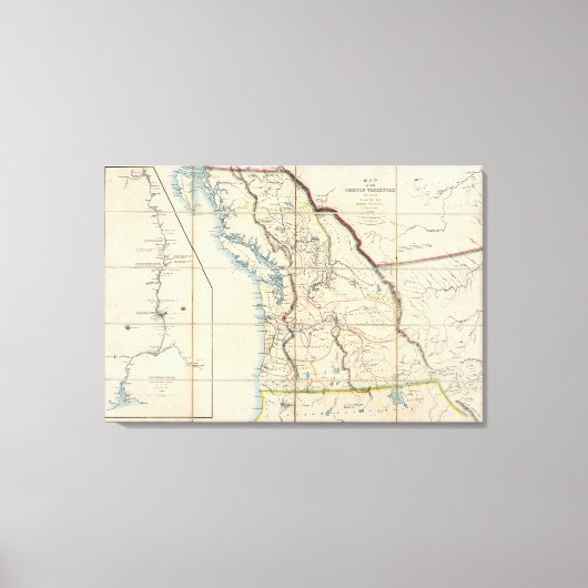 Kaart van het gebied Oregon Canvas Afdruk (Voorkant)