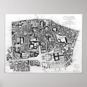 Kaart van het gebied Sainte-Genevieve, Parijs, 175 Poster