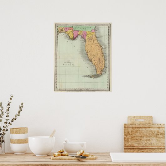 Kaart van het Gebied van Florida 2 Poster (Keuken)