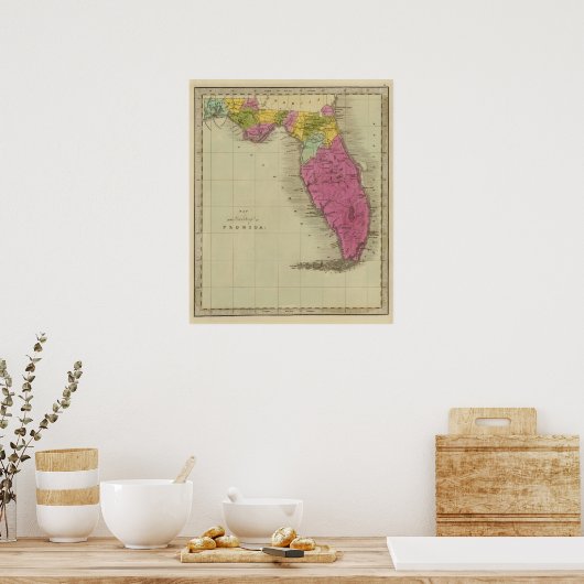 Kaart van het Gebied van Florida Poster (Keuken)