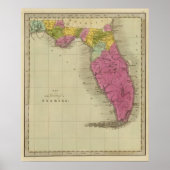 Kaart van het Gebied van Florida Poster (Voorkant)
