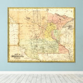 Kaart van het gebied van Minnesota (1852) Canvas Afdruk (Insitu (Houten vloer))