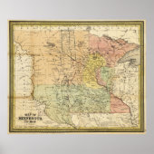 Kaart van het gebied van Minnesota (1852) Poster (Voorkant)