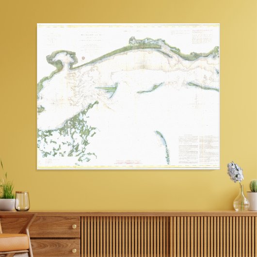  kaart van het geluid van Mississippi (1866) Canvas Afdruk (Insitu (Woonkamer))