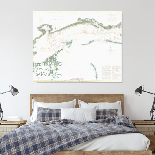  kaart van het geluid van Mississippi (1866) Canvas Afdruk (Insitu (Slaapkamer))