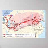 Kaart van het Genghis Khan Empire in de 13de eeuw Poster (Voorkant)