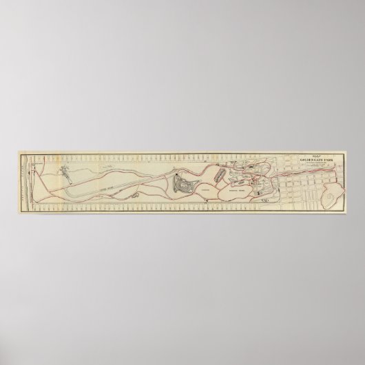 Kaart van het Golden Gate Park Poster (Voorkant)