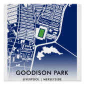 Kaart van het Goodison Park Stadium - thuisbasis v Perfect Poster (Voorkant)