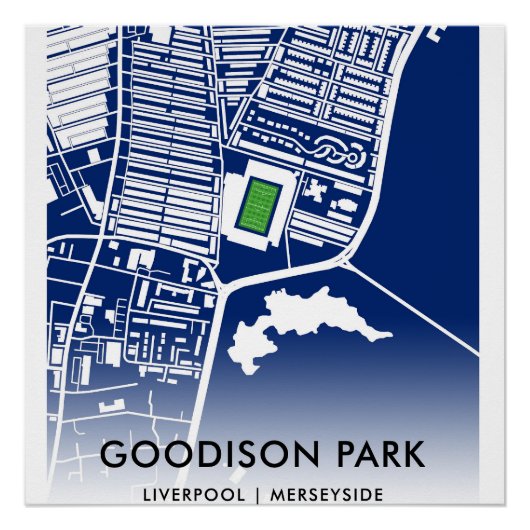 Kaart van het Goodison Park Stadium - thuisbasis v Perfect Poster (Voorkant)